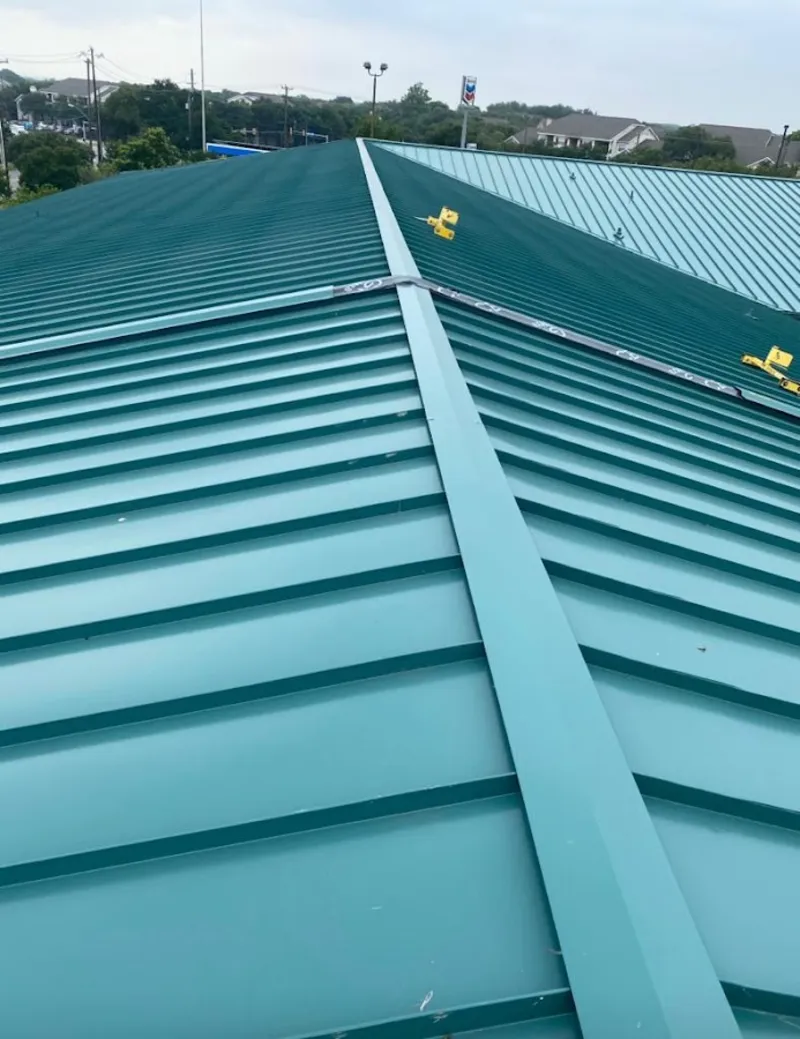 Green commercial metal roof ridge and valley for Metal Roof Repair in West Long Branch